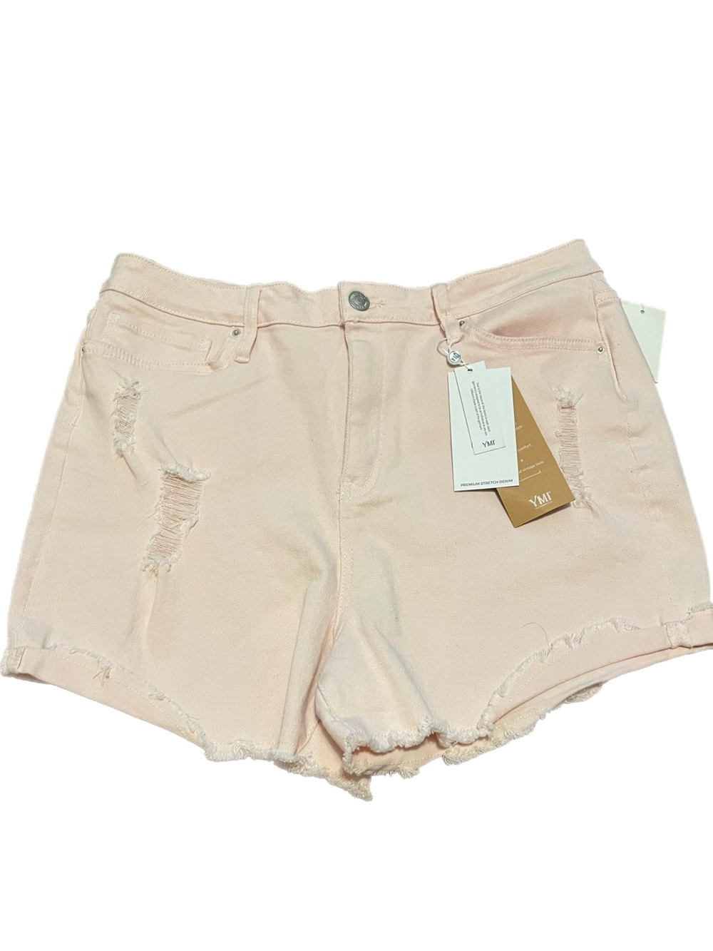 YMI Light Pink Distressed Cutoff Denim Shorts
